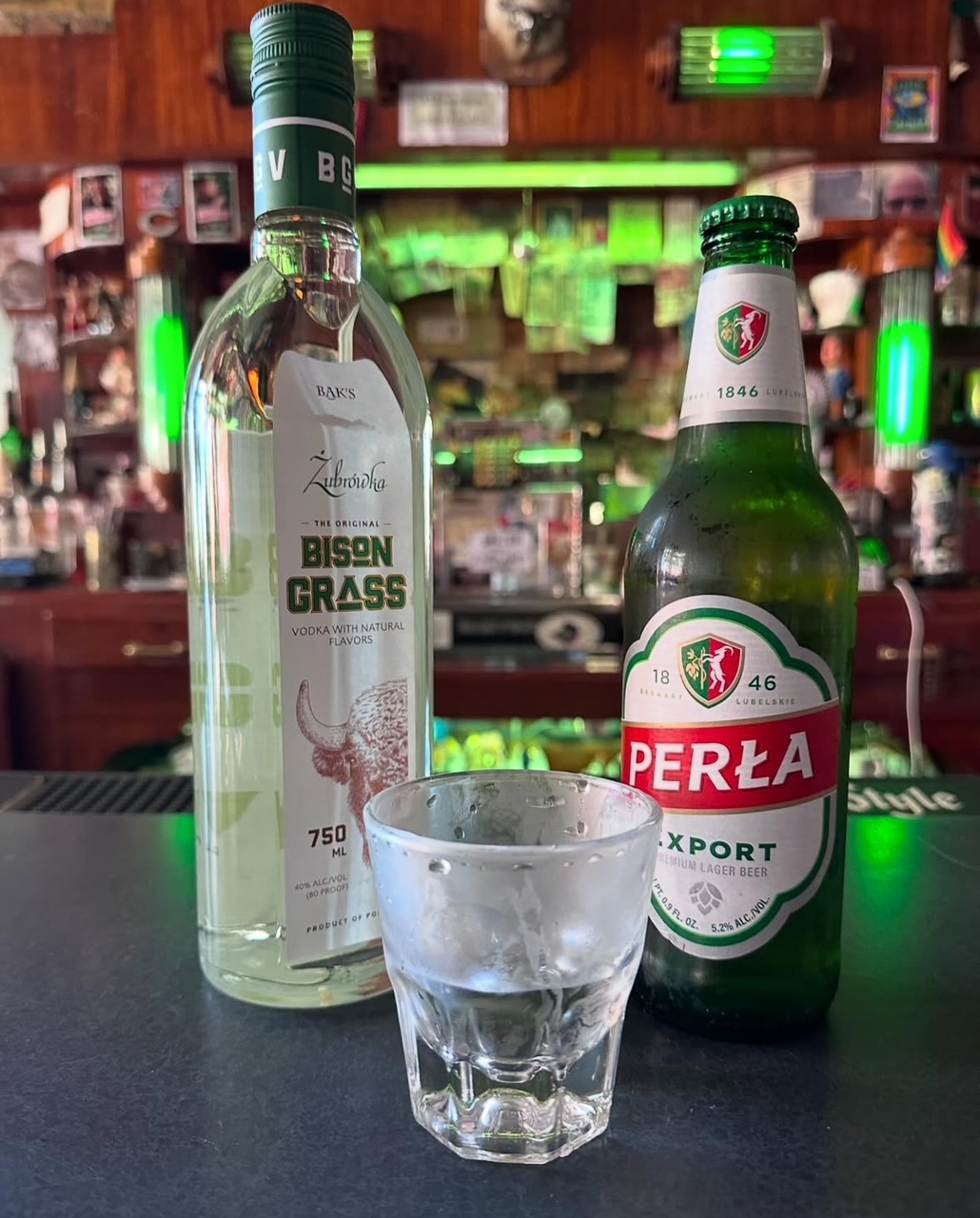 Perla Polish Lager & Zubrowka Bison Grass Vodka — Green Eye special